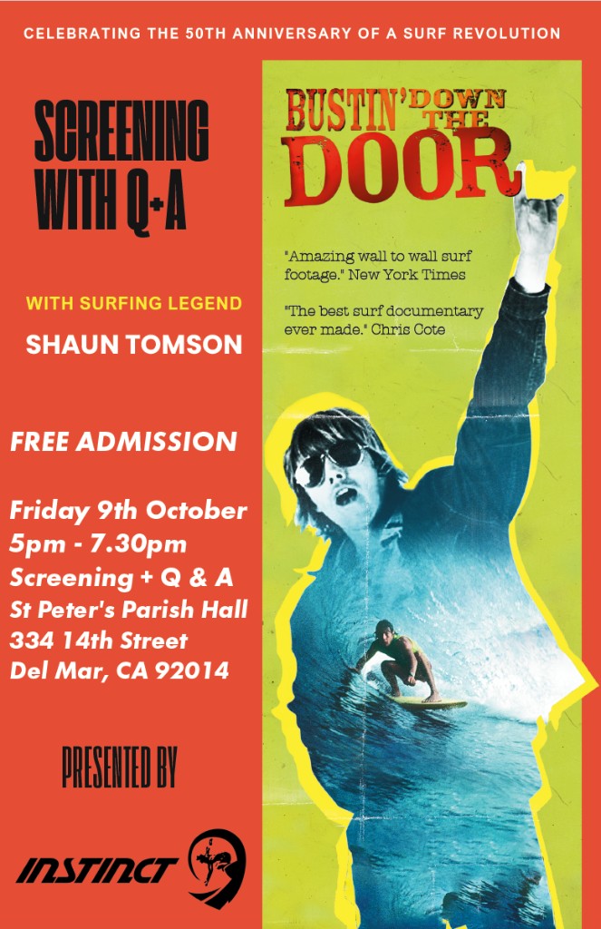 Bustin' Down the Door screening poster with Shaun Tomson